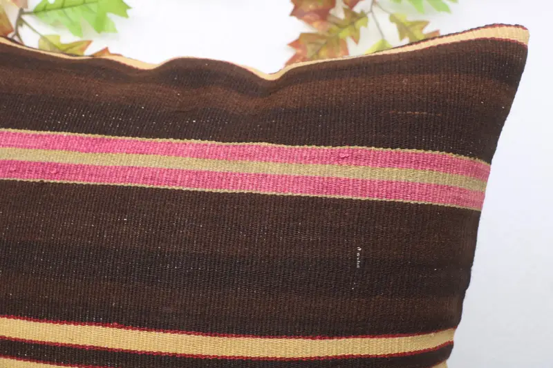 Shabby Chic Pillow Sham, 20x20 Brown Pillow, Kilim Cushion Sham, Anatolian Pillow Sham, Cushion Case, Pillow for Couch, Vintage Kilim Throw Pillow - 5