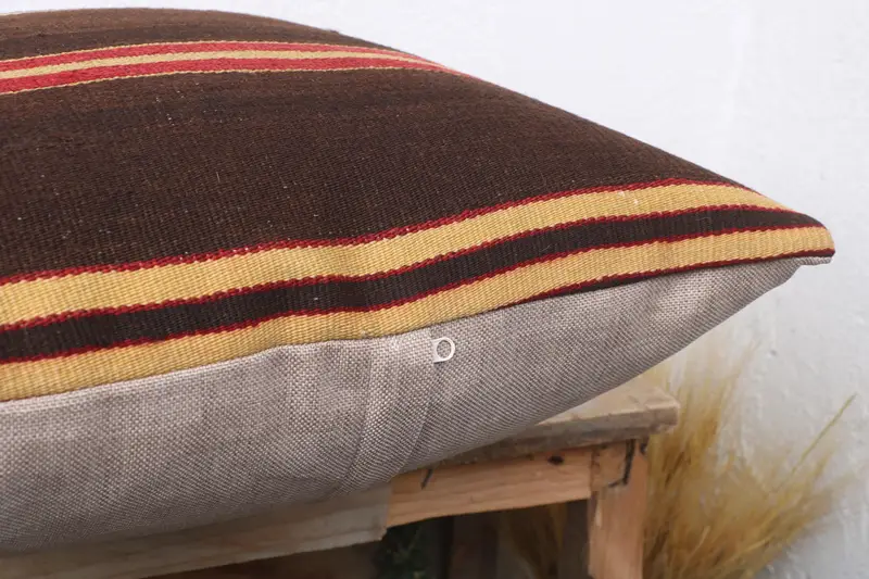 Shabby Chic Pillow Sham, 20x20 Brown Pillow, Kilim Cushion Sham, Anatolian Pillow Sham, Cushion Case, Pillow for Couch, Vintage Kilim Throw Pillow - 6