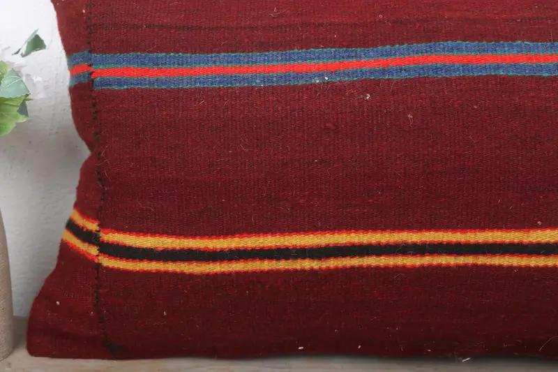 12x24 Red Pillow Sham, Pillow Sham, Kilim Cushion Sham, Comfy Throw Pillow Case, Bolster Throw Pillow Case, Turkish Kilim Pillow, Home Decor Pillow - 3