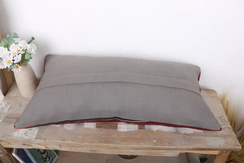 12x24 Red Pillow Sham, Pillow Sham, Kilim Cushion Sham, Comfy Throw Pillow Case, Bolster Throw Pillow Case, Turkish Kilim Pillow, Home Decor Pillow - 7