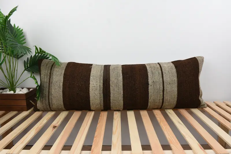 Kilim Pillow, Cushion Case, 16x48 Beige Cushion, Gift Pillow, Turkish Pillow, Pattern Throw Pillow Cover, Pattern Throw Cushion Cover - 1