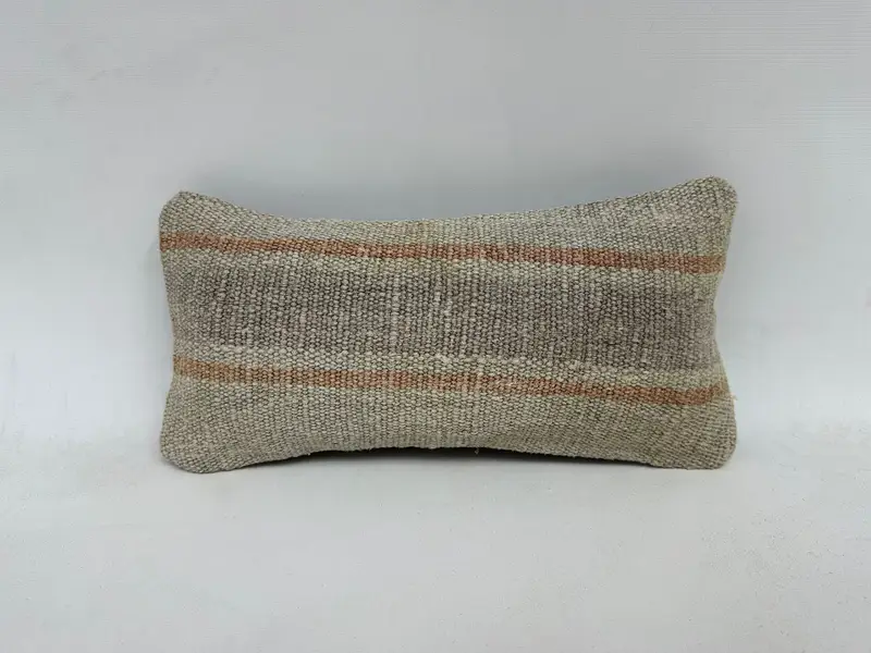 8x16 Gray Pillow Sham, Kilim Cushion Sham, Handmade Rug Seat Cushion Case, Turkish Kilim Pillow, Cushion Cover, Throw Kilim Pillow - 1