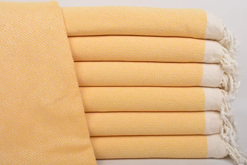 Yellow Cotton Towel Turkish Beach Towel Gifts For Him, 38x71 Inches
