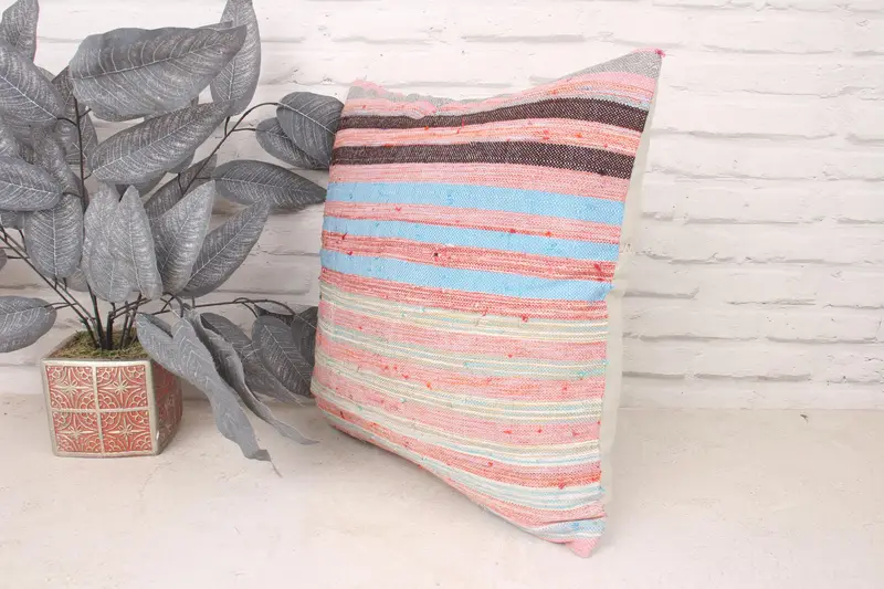 Pillow Cover, Living Room Throw Cushion, Handwoven Pillow Cover Pillow Case, Home Decor Pillow, 18x18 Red Cushion, Turkish Pillow, Antique Pillows - 4