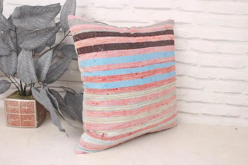 Pillow Cover, Living Room Throw Cushion, Handwoven Pillow Cover Pillow Case, Home Decor Pillow, 18x18 Red Cushion, Turkish Pillow, Antique Pillows - 3