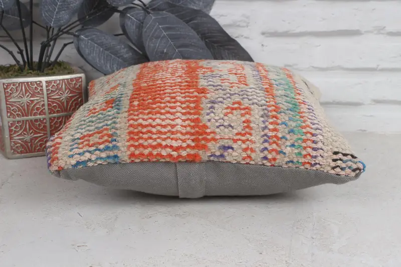 Pillow Case, Handmade Kilim Cushion, Gift Pillow, Toss Pillow Cover, 12x12 Red Pillow Case, Shabby Chic Pillow Case, Throw Kilim Pillow - 5