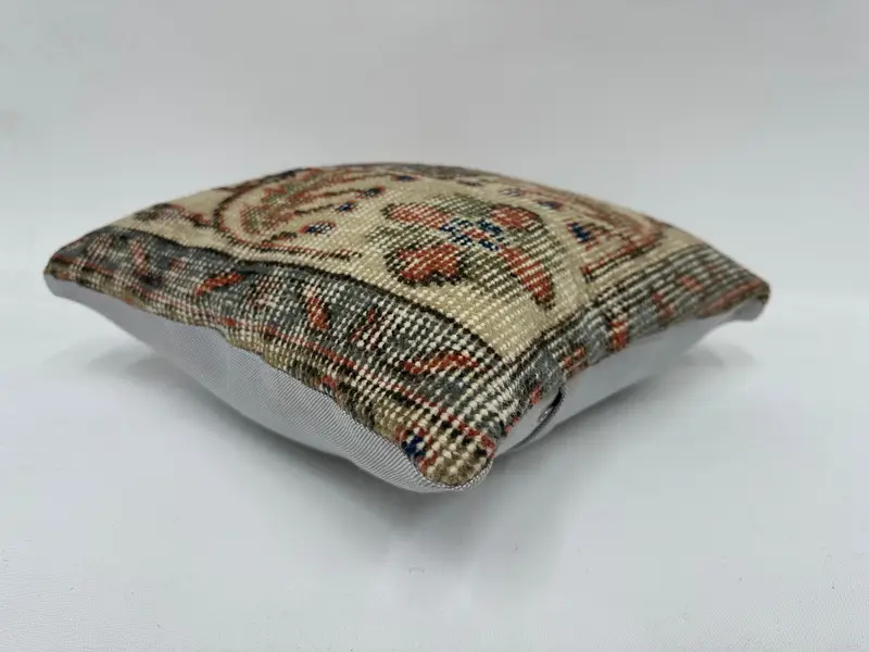 Vintage Kilim Pillow, Interior Designer Pillow, Shabby Chic Cushion, Cushion, Pillow for Sofa, 16x16 Beige Pillow Case - 6