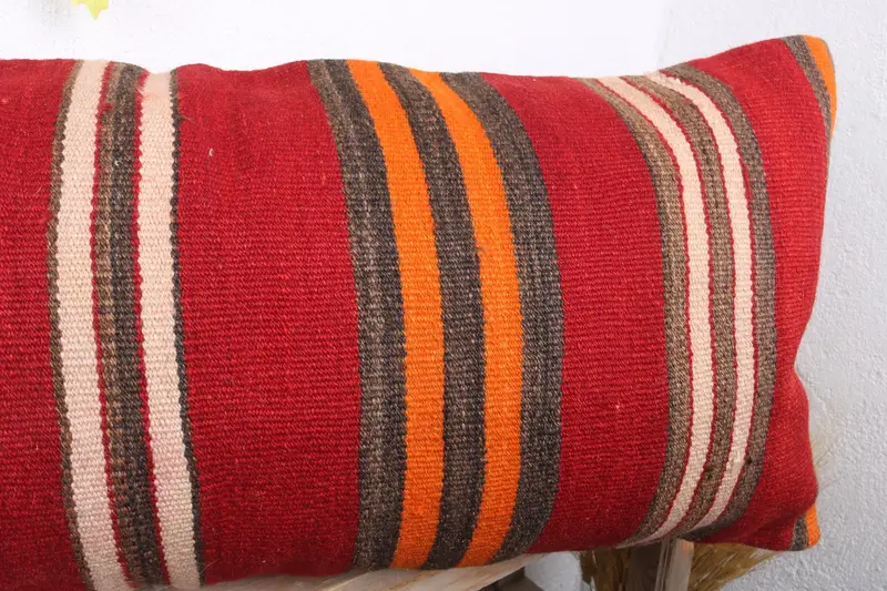 Ethnical Kilim Rug Pillow, Pillow Sham, Antique Pillows, Accent Throw Pillow Case, 16x36 Red Cushion Case, Interior Designer Pillow - 5