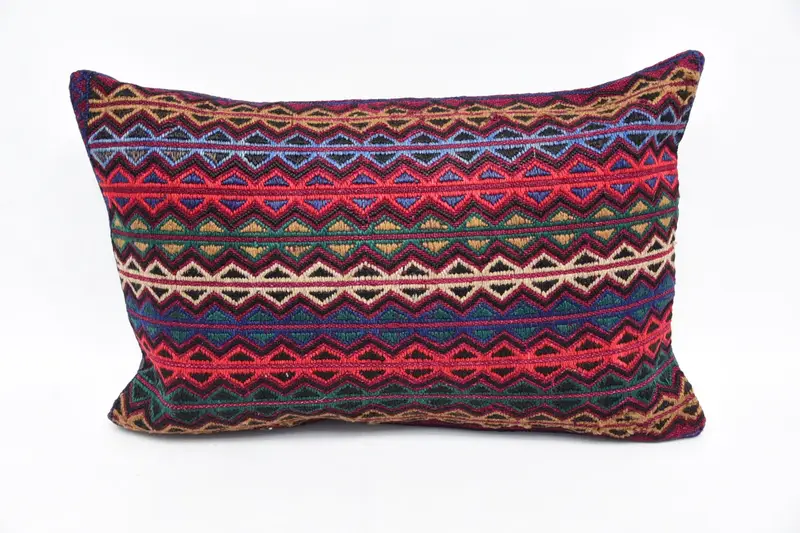 Vintage Pillow, Oriental Pillow, Pillow Cover, 16x24 Blue Pillow Sham, Kilim Cushion Sham, Kilim Rug Pillow Cover, Turkish Kilim Pillow - 1