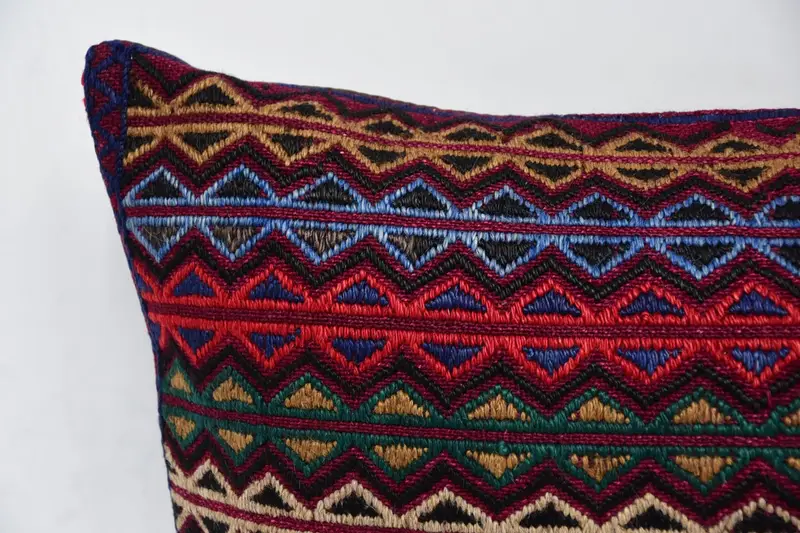 Vintage Pillow, Oriental Pillow, Pillow Cover, 16x24 Blue Pillow Sham, Kilim Cushion Sham, Kilim Rug Pillow Cover, Turkish Kilim Pillow - 2