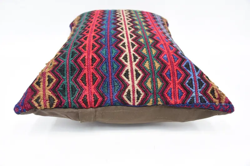 Vintage Pillow, Oriental Pillow, Pillow Cover, 16x24 Blue Pillow Sham, Kilim Cushion Sham, Kilim Rug Pillow Cover, Turkish Kilim Pillow - 5