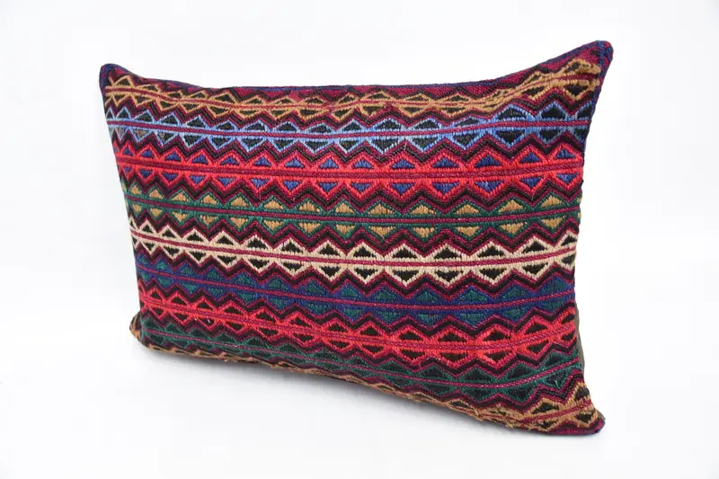 Vintage Pillow, Oriental Pillow, Pillow Cover, 16x24 Blue Pillow Sham, Kilim Cushion Sham, Kilim Rug Pillow Cover, Turkish Kilim Pillow - 4