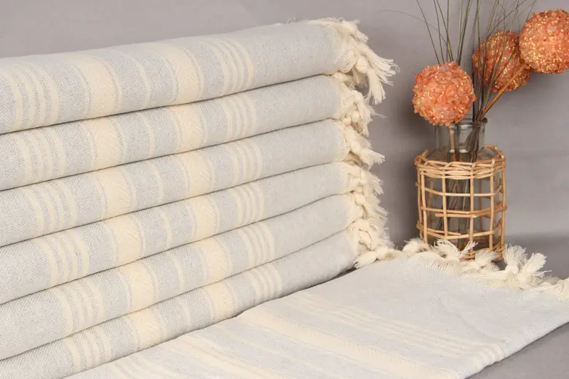 Personalized Turkish Bath Towel Chevron Design, Light Gray, 40x71 Inches