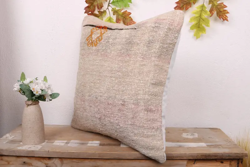 Cushion, 18x18 Beige Pillow Cover, Pillow for Sofa, Gift Pillow, Bright Cushion, Traditional Pillow, Boho Pillow Sham Cover, Boho Chic Pillow Case - 4