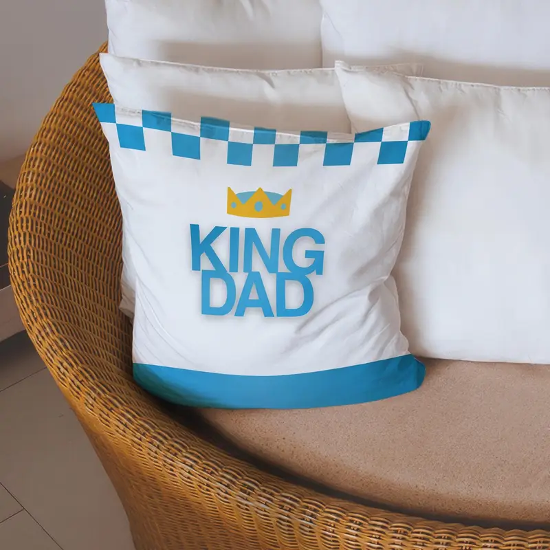 Modern Printed Pillow Cover for Dad - King Dad Crown Cushion, Father's Day Gift - 1