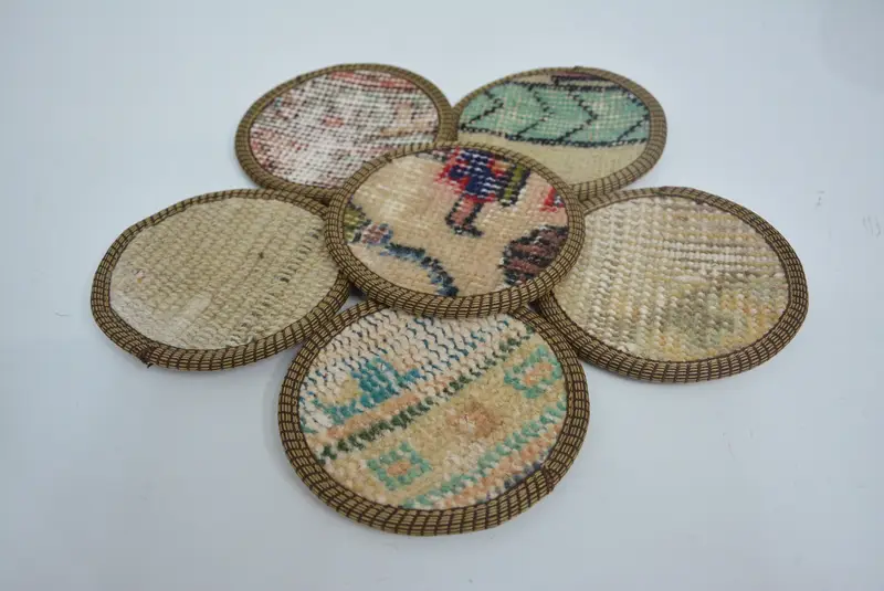 Boho Beige & Bronce Round Coaster, Posavasos Boho único