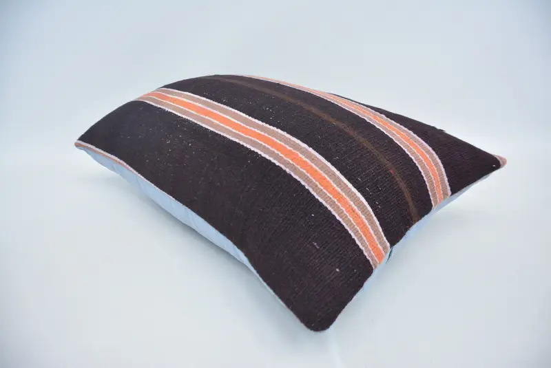 Pillow for Sofa, 16x24 Brown Pillow, Bolster Pillow, Vintage Kilim Pillow, Pillow for Couch, Seat Pillow Sham, Tribal Cushion Cover, Cushion - 6