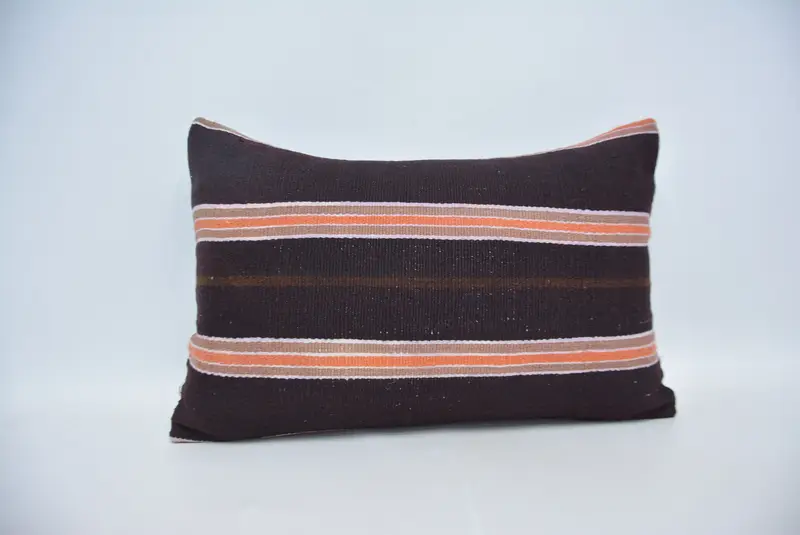Pillow for Sofa, 16x24 Brown Pillow, Bolster Pillow, Vintage Kilim Pillow, Pillow for Couch, Seat Pillow Sham, Tribal Cushion Cover, Cushion - 1
