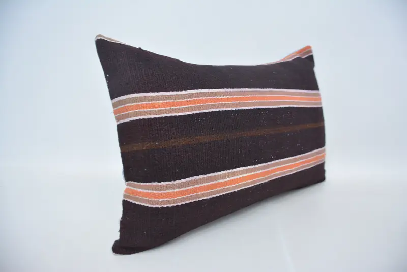 Pillow for Sofa, 16x24 Brown Pillow, Bolster Pillow, Vintage Kilim Pillow, Pillow for Couch, Seat Pillow Sham, Tribal Cushion Cover, Cushion - 3