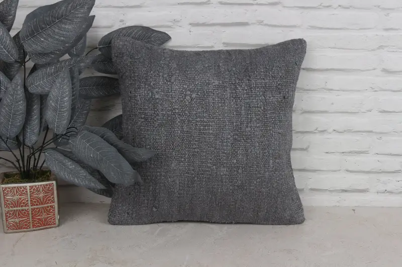 Custom Pillow Sham, Turkish Kilim Pillow, Pastel Cushion Case, Pillow Case, Gift Pillow, 18x18 Gray Pillow Cover, Handmade Kilim Cushion - 1