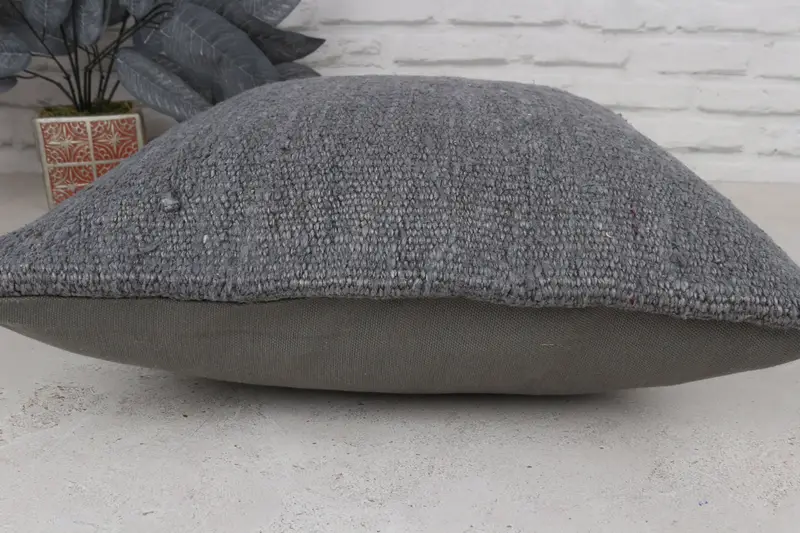Custom Pillow Sham, Turkish Kilim Pillow, Pastel Cushion Case, Pillow Case, Gift Pillow, 18x18 Gray Pillow Cover, Handmade Kilim Cushion - 5