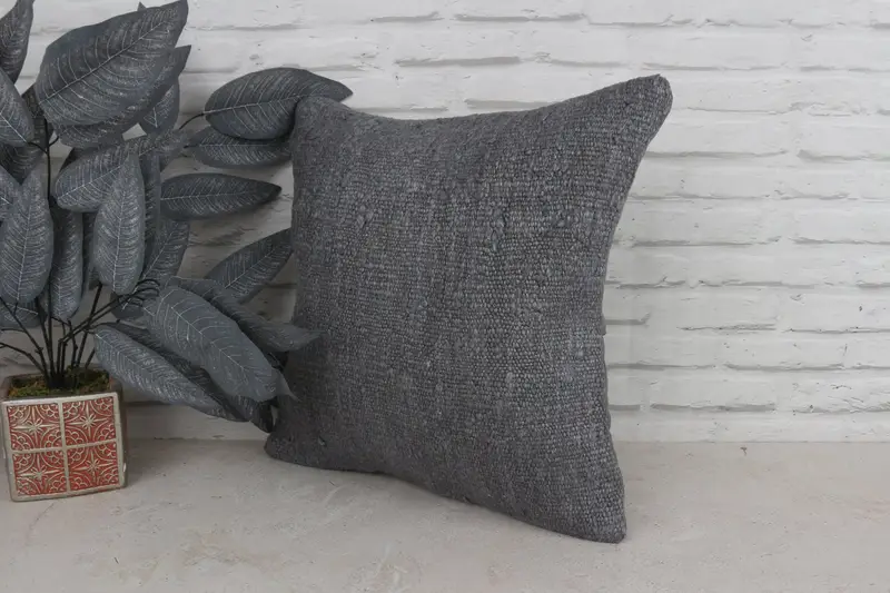 Custom Pillow Sham, Turkish Kilim Pillow, Pastel Cushion Case, Pillow Case, Gift Pillow, 18x18 Gray Pillow Cover, Handmade Kilim Cushion - 4