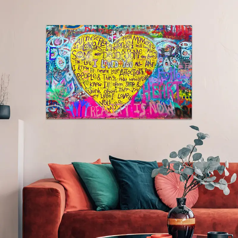 Zarif Baskılı Cam: Banksy Graffiti 'Seni Seviyorum' Tasarımı