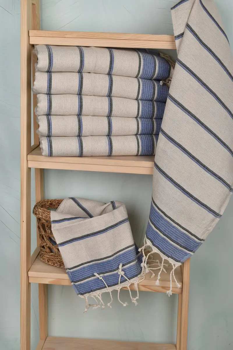 40x20 Linen Striped Towel, Beach Theme Bachelorette Party, Turkish Towel Hand Towel, Wedding Favors, Bridal Shower Gifts, Monogrammed Hand Towel - 3