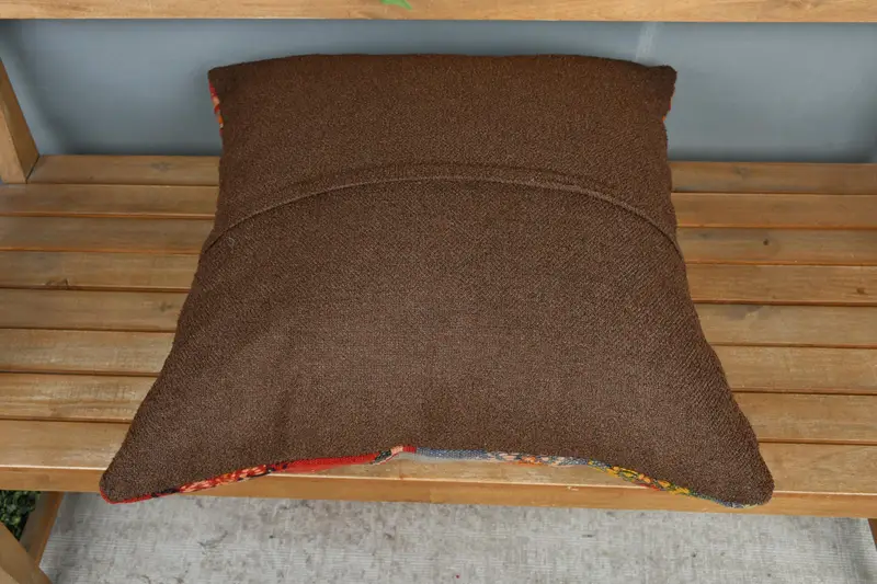 Kilimkissen werfen, neutrales Kissengehäuse, 24x24 Orangenkissen, handgefertigtes Kilimkissen, Vintage -Kissen, Kissengehäuse - 5
