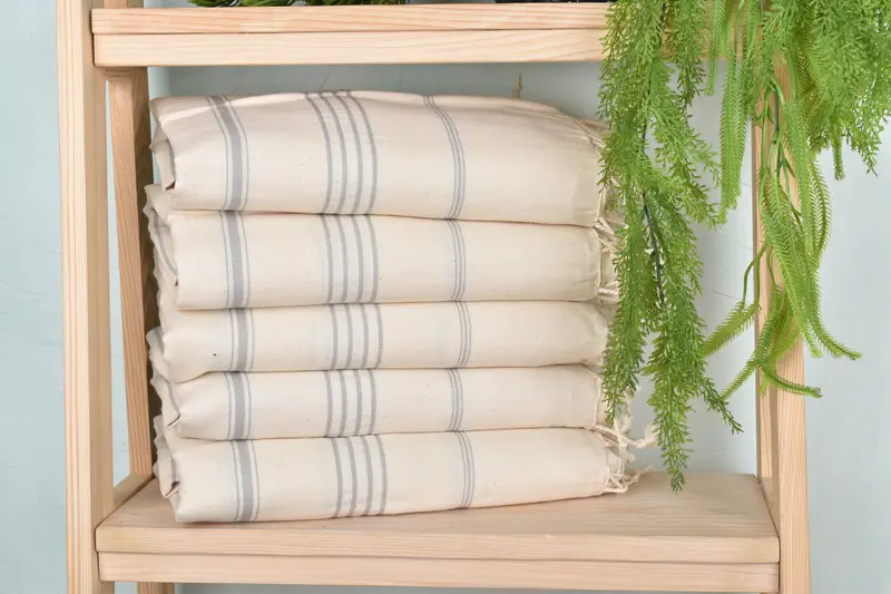 Personalized Bridesmaid Gift Gray Linen Towel, Striped, 40x71 Inches