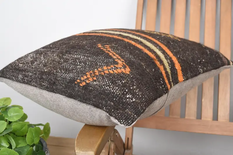 20x20 Brown Pillow, Handmade Pillow, Pillow for Sofa, Boho Pillow Sham Cover, Pillow Sham, Designer Throw Pillow, Throw Kilim Pillow - 6