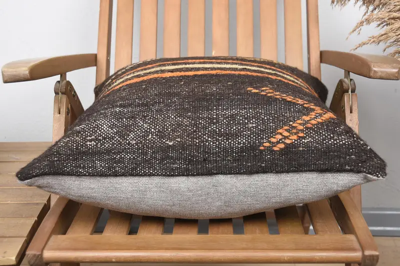 20x20 Brown Pillow, Handmade Pillow, Pillow for Sofa, Boho Pillow Sham Cover, Pillow Sham, Designer Throw Pillow, Throw Kilim Pillow - 5