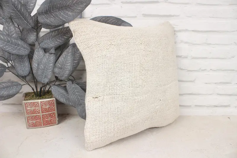 Vintage Kilim Throw Pillow, Southwestern Pillow Cover, 16x16 Beige Cushion Cover, Pillow, Armchair Cushion, Antique Pillows, Pillow for Sofa - 3