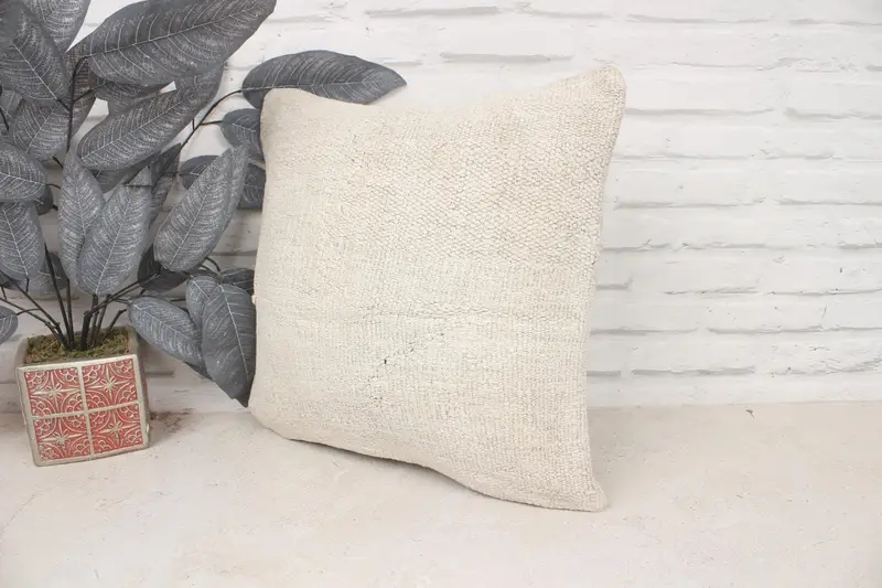 Vintage Kilim Throw Pillow, Southwestern Pillow Cover, 16x16 Beige Cushion Cover, Pillow, Armchair Cushion, Antique Pillows, Pillow for Sofa - 4