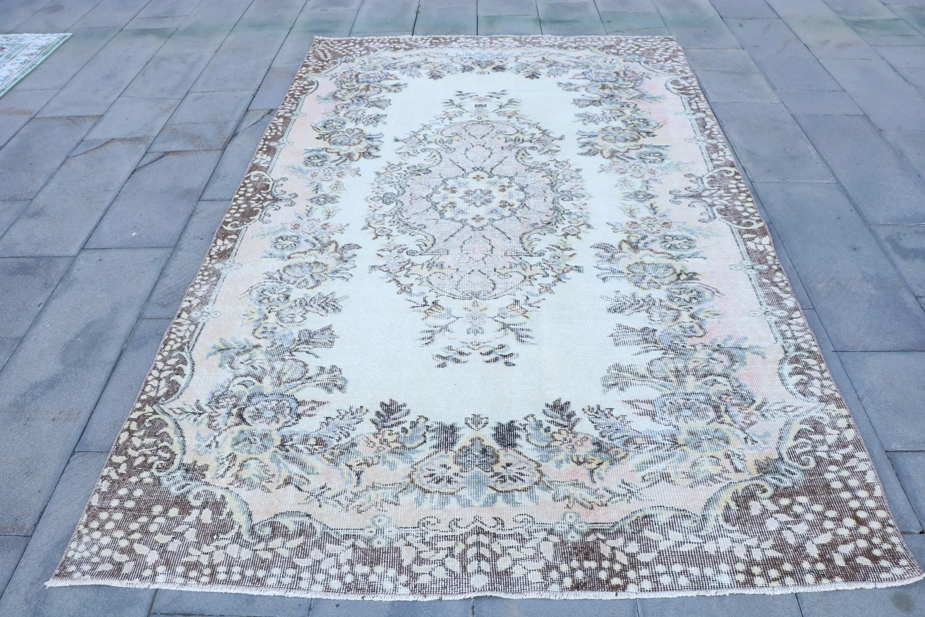 Bej Ombré Halı, 5,5x8,6 ft Zarif Bej-Kahverengi Dekor - 1