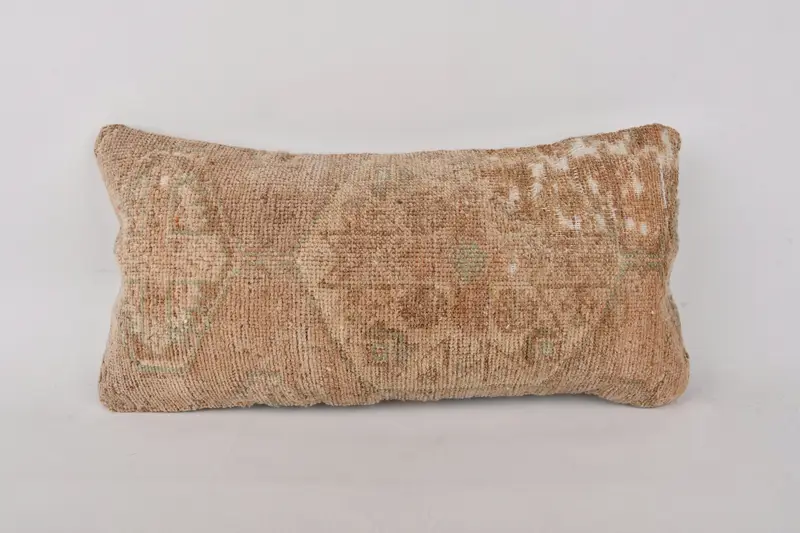 Boho Chic Pillow, Vintage Kilim Throw Pillow, Pillow Sham, Pillow for Couch, Boho Pillow Sham Cover, 12x24 Brown Cushion Cover - 1