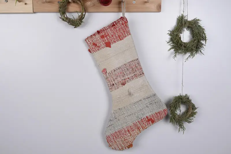Patrón de adornos bordados, calcetín navideño Kilim duradero