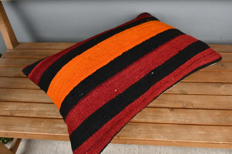 Farmhouse Pillow Sham, Vintage Kilim Pillow, Pillow Sham, Pillow for Sofa, 16x24 Red Pillow Cover, Handmade Throw Pillow Case, Antique Pillows - 2