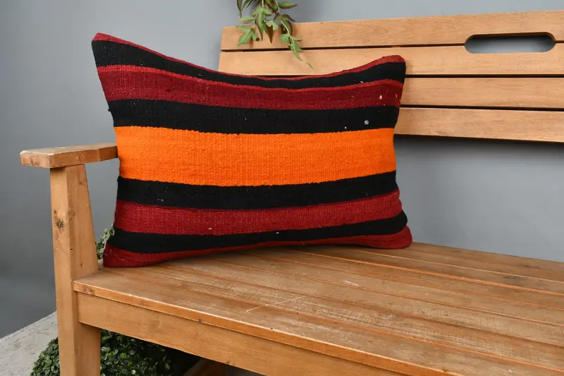Farmhouse Pillow Sham, Vintage Kilim Pillow, Pillow Sham, Pillow for Sofa, 16x24 Red Pillow Cover, Handmade Throw Pillow Case, Antique Pillows - 1