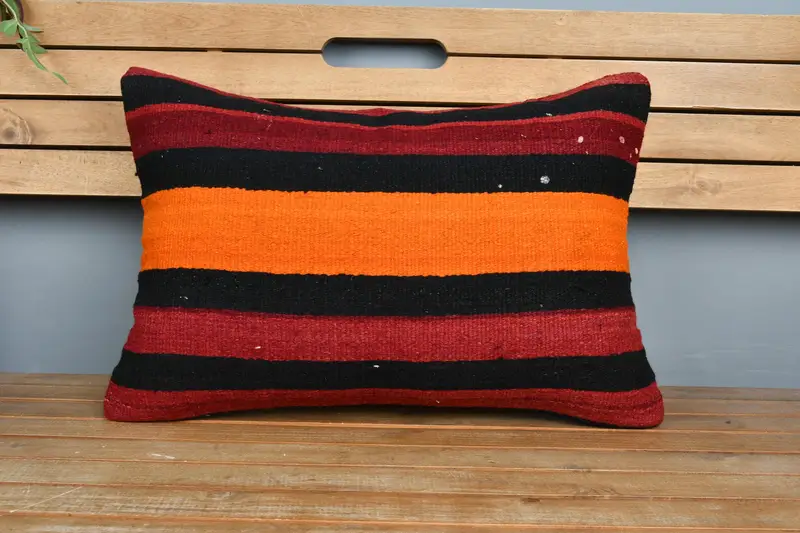 Farmhouse Pillow Sham, Vintage Kilim Pillow, Pillow Sham, Pillow for Sofa, 16x24 Red Pillow Cover, Handmade Throw Pillow Case, Antique Pillows - 6
