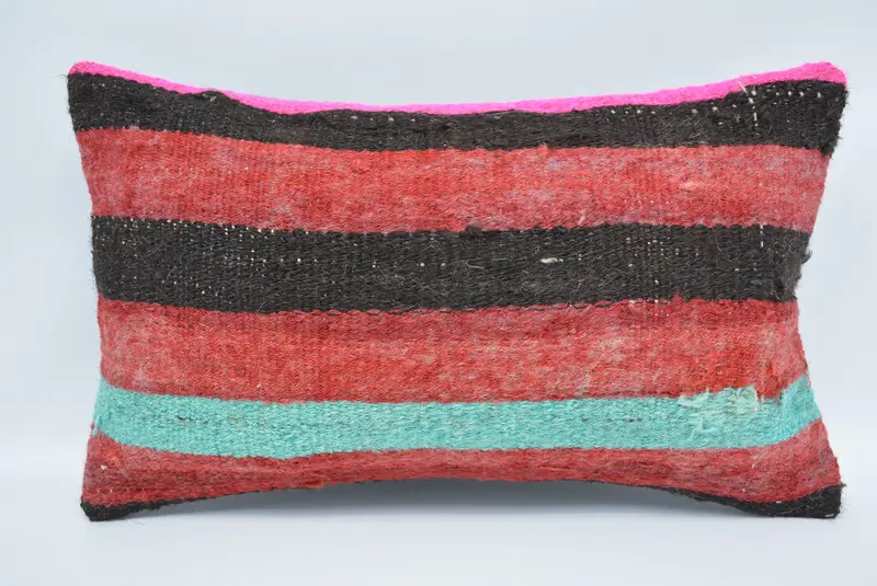 Pillow Case, Kilim Pillow, Handmade Kilim Cushion, Rustic Cushion, Oriental Cushion Cover, Pillow for Couch, 12x20 Red Pillow Cover - 1
