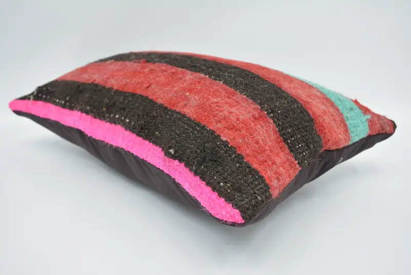 Pillow Case, Kilim Pillow, Handmade Kilim Cushion, Rustic Cushion, Oriental Cushion Cover, Pillow for Couch, 12x20 Red Pillow Cover - 6