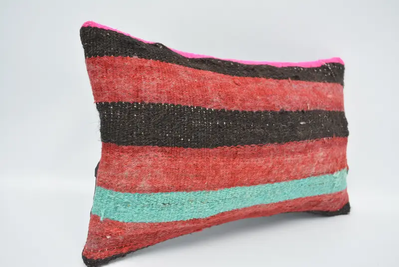 Pillow Case, Kilim Pillow, Handmade Kilim Cushion, Rustic Cushion, Oriental Cushion Cover, Pillow for Couch, 12x20 Red Pillow Cover - 3