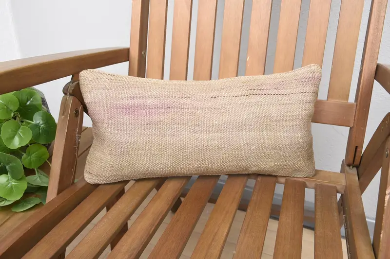 Almohada de tiro del suroeste hecha a mano, cojín vintage beige y púrpura