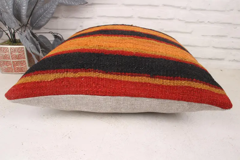 Vintage Kilim Pillow, Cushion Case, Bed Pillow Sham, Boho Chic Pillow, Kilim Cushion Sham, 18x18 Brown Cushion Case, Pillow for Sofa - 5
