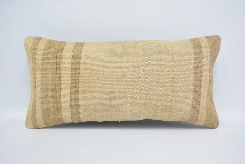 12x24 Beige Cushion Cover, Boho Pillow Sham Cover, Pillow Cover, Interior Designer Pillow, Kilim Pillow, Ikat Pillow Sham - 1