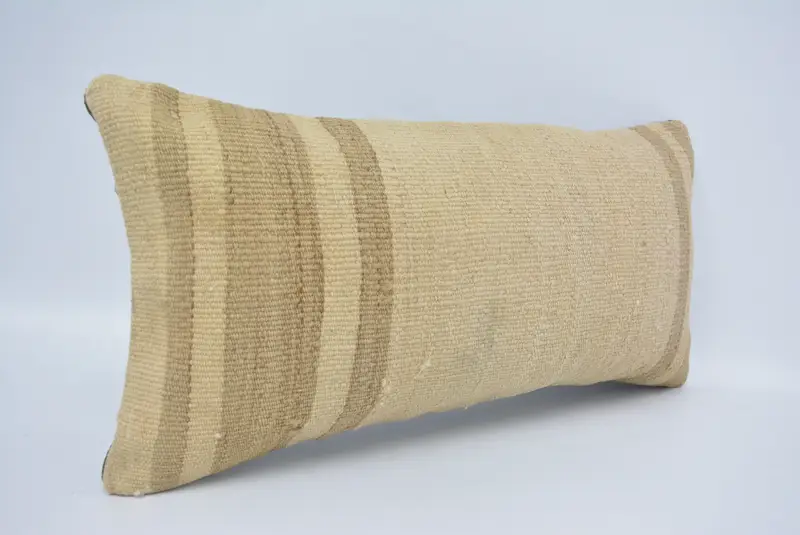 12x24 Beige Cushion Cover, Boho Pillow Sham Cover, Pillow Cover, Interior Designer Pillow, Kilim Pillow, Ikat Pillow Sham - 3
