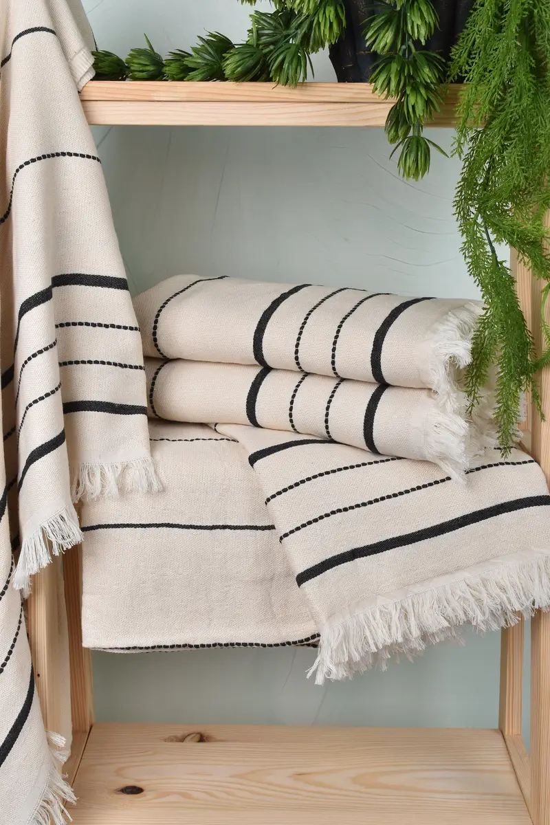 Lightweight towel, Sand-Resistant Peshtemal, Peshtemal Towel, 70x40 Cotton Striped Towel, Baby Boy Gift, Quick-dry peshtemal, Organic Cotton Towel - 6