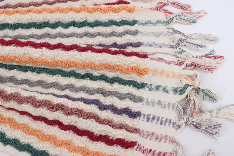 Bridesmaid Gift, Thin towel, Personalized Towel, Wedding Gift Ideas, Wedding Towel, Custom Towel Beach, 70x40 Cotton Pom Pom Zigzag Design Towel - 8