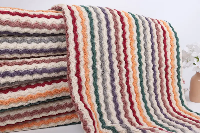 Bridesmaid Gift, Thin towel, Personalized Towel, Wedding Gift Ideas, Wedding Towel, Custom Towel Beach, 70x40 Cotton Pom Pom Zigzag Design Towel - 2